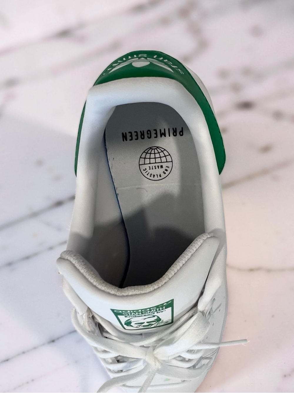 adidas White Leather Sneakers with Green Heel Tab - Picture 7 of 7